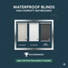Which waterproof blinds are recommended for a high-humidity bathroom?