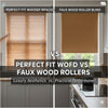 Perfect Fit Wooden Blinds vs. Faux Wood Rollers: Matching Luxury Aesthetics with Practical Performance.
